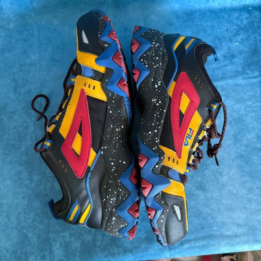 Fila Oakmont TR Mens Sneakers Black Yellow Red Blue 1JM01686-025 Size 11